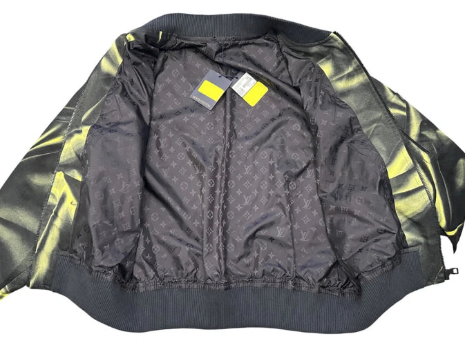 Gray jacket with yellow accents on a white background
