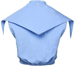 Light blue raincoat with a hood on a white background