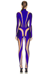 Purple and beige bodysuit on a white background