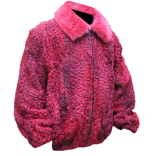 Persian Karakul Lamb & Mink Fur Collar Coat