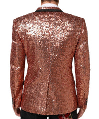 Rose gold sequin jacket on a white background