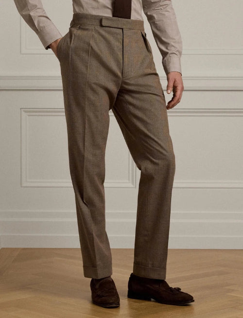 Ralph Lauren Purple Label Kent Prince of Wales Brown Pant Suit