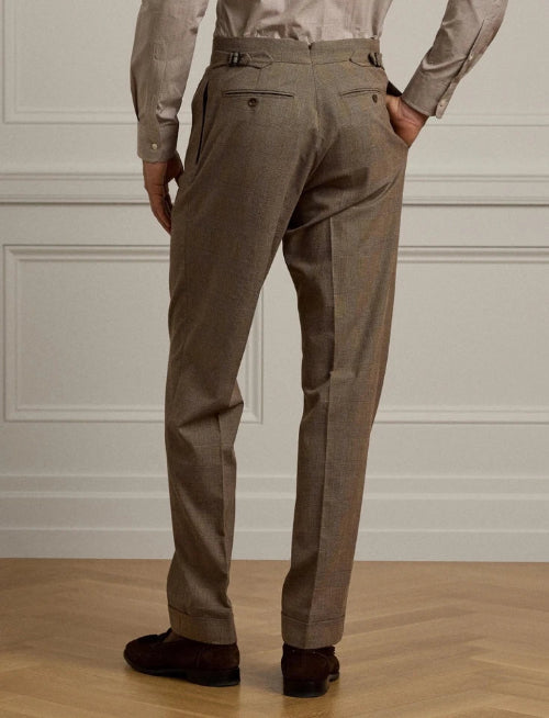 Ralph Lauren Purple Label Kent Prince of Wales Brown Pant Suit