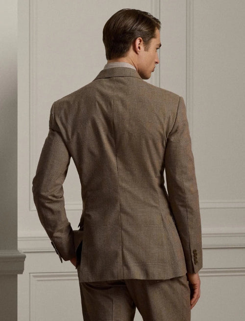 Ralph Lauren Purple Label Kent Prince of Wales Brown Pant Suit