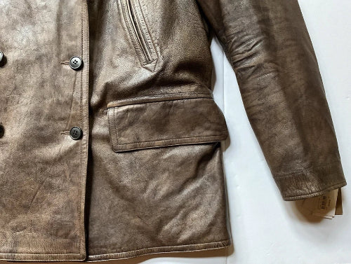 Brown leather jacket on a white background