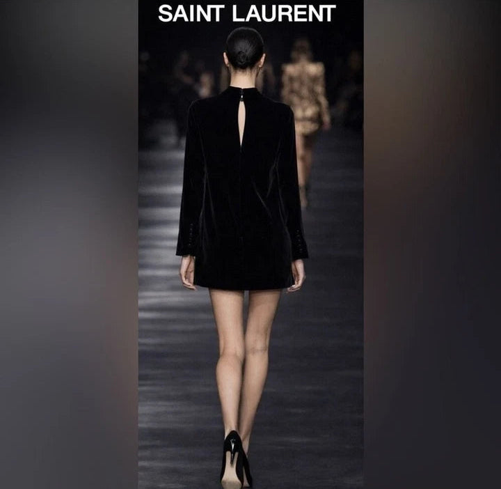 Saint Laurent Black Velvet Mini Dress