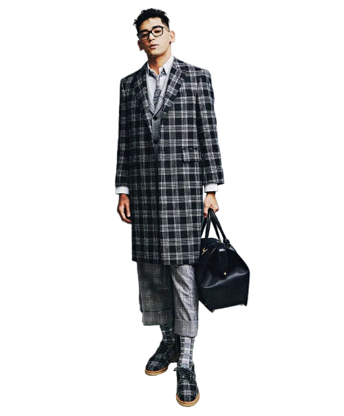 Thom Browne 100% Cashmere Prince of Wales Overcoat