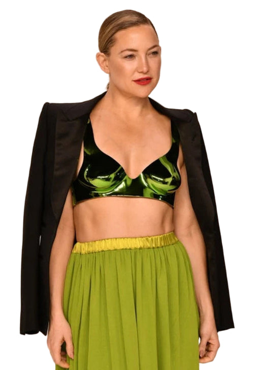 Tom Ford Green Metallic Breastplate Top