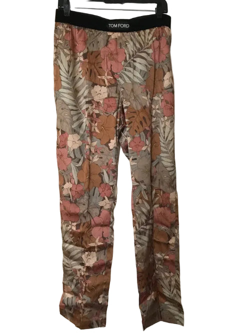 Tom Ford Silk Pajama Pants Floral Stretch w/ Velvet Trim
