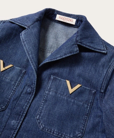 Valentino Chambray Denim Short Jumpsuit