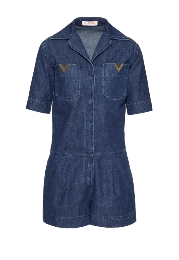 Valentino Chambray Denim Short Jumpsuit