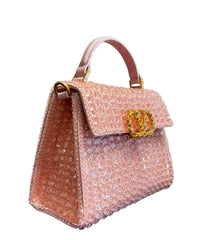 Valentino Garavani Glass Bead Jewel Logo Pink Handbag