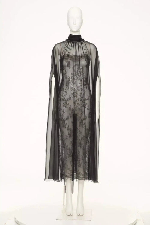 Valentino Black Lace Runway Dress