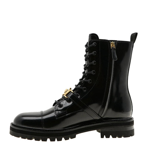 Versace Medusa Black Brushed Leather Boots