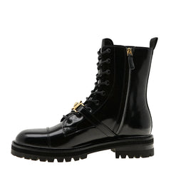 Versace Medusa Black Brushed Leather Boots