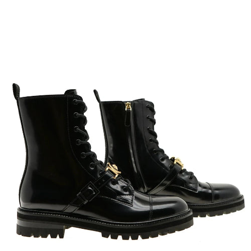 Versace Medusa Black Brushed Leather Boots