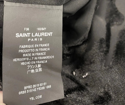 SAINT LAURENT YSL Black Draped Burnout Velvet Silk Mini Dress