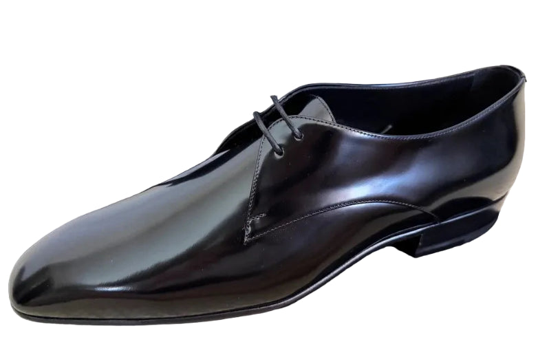 Black dress shoes on a black background