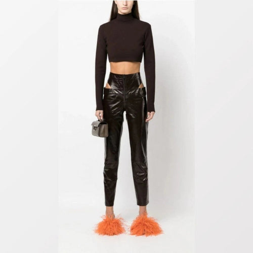 Zeynep Arcay Leather Crop Ankle Pant