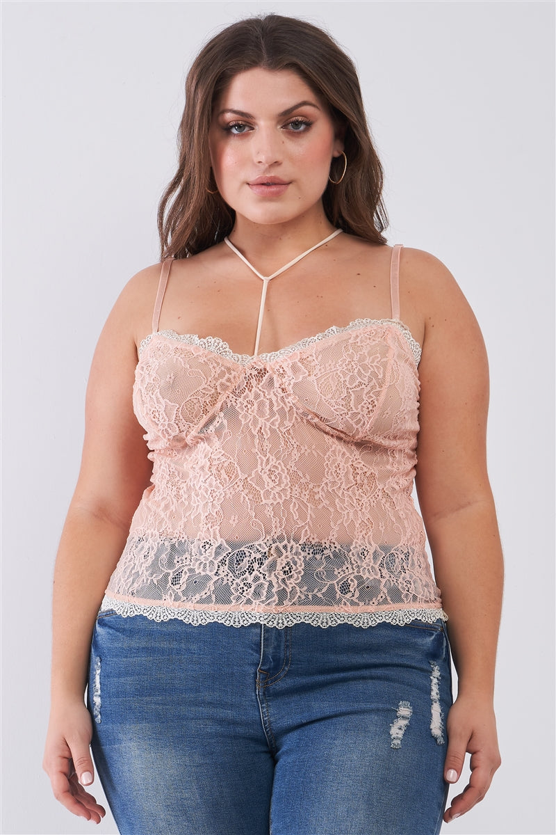 DUSTY ROSE SHEER LACE TOP
